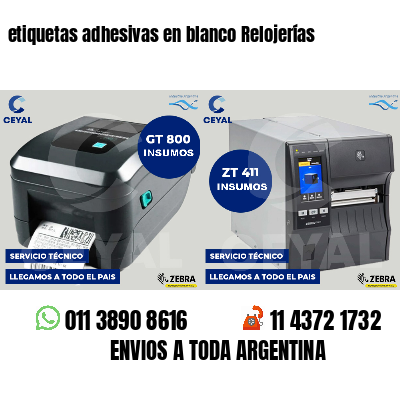 etiquetas adhesivas en blanco Relojerías