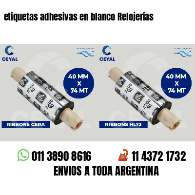etiquetas adhesivas en blanco Relojerías