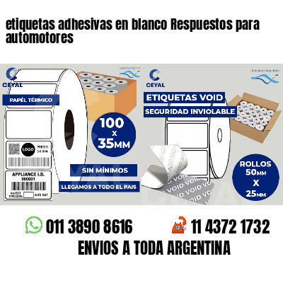 etiquetas adhesivas en blanco Respuestos para automotores