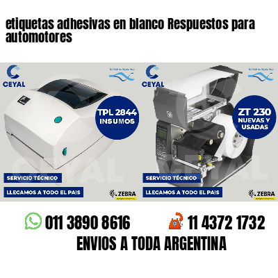 etiquetas adhesivas en blanco Respuestos para automotores
