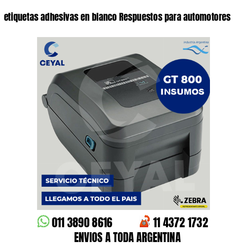 etiquetas adhesivas en blanco Respuestos para automotores