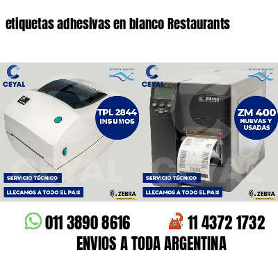 etiquetas adhesivas en blanco Restaurants