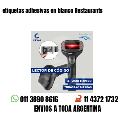 etiquetas adhesivas en blanco Restaurants