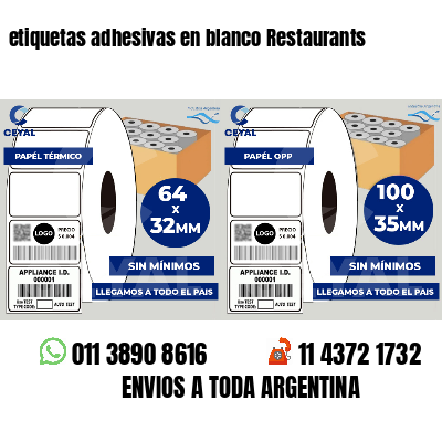 etiquetas adhesivas en blanco Restaurants