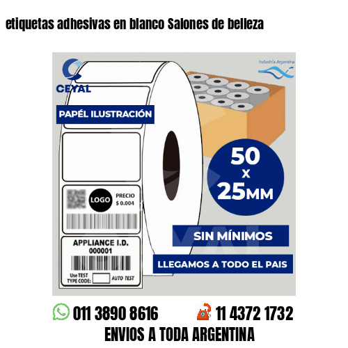 etiquetas adhesivas en blanco Salones de belleza