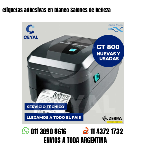 etiquetas adhesivas en blanco Salones de belleza