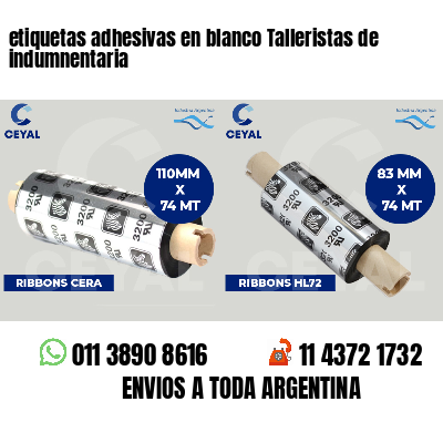 etiquetas adhesivas en blanco Talleristas de indumnentaria