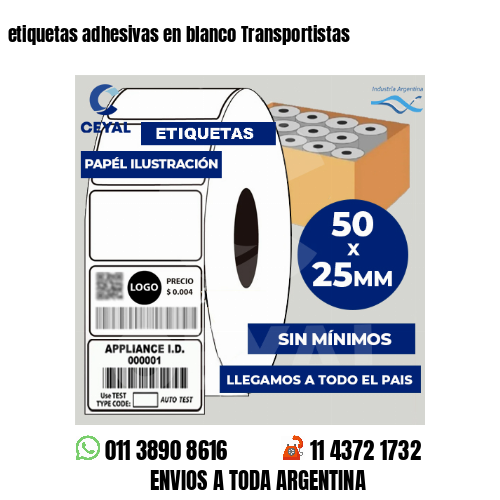 etiquetas adhesivas en blanco Transportistas