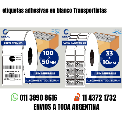 etiquetas adhesivas en blanco Transportistas