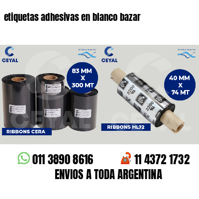 etiquetas adhesivas en blanco bazar