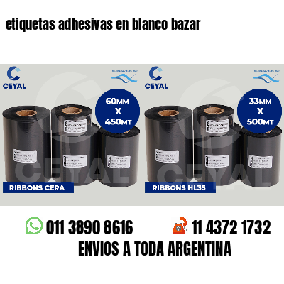 etiquetas adhesivas en blanco bazar