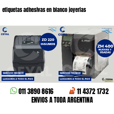 etiquetas adhesivas en blanco joyerias