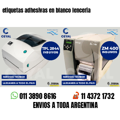 etiquetas adhesivas en blanco lenceria