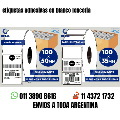 etiquetas adhesivas en blanco lenceria