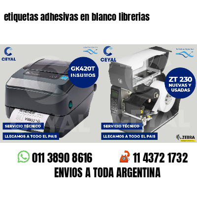 etiquetas adhesivas en blanco librerias