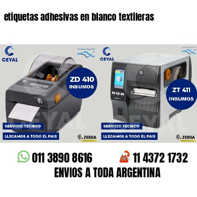etiquetas adhesivas en blanco textileras