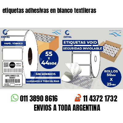 etiquetas adhesivas en blanco textileras