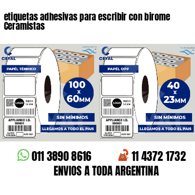 etiquetas adhesivas para escribir con birome Ceramistas