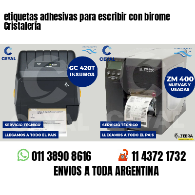 etiquetas adhesivas para escribir con birome Cristalería