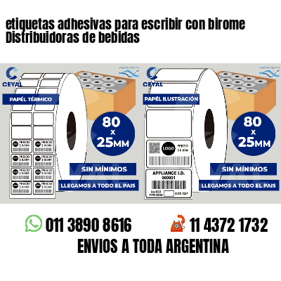 etiquetas adhesivas para escribir con birome Distribuidoras de bebidas