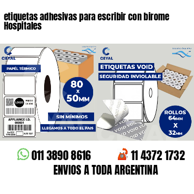 etiquetas adhesivas para escribir con birome Hospitales