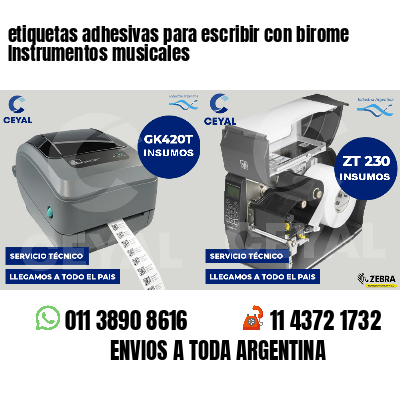 etiquetas adhesivas para escribir con birome Instrumentos musicales