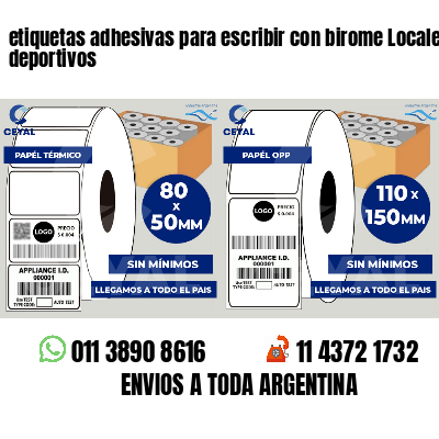 etiquetas adhesivas para escribir con birome Locales deportivos