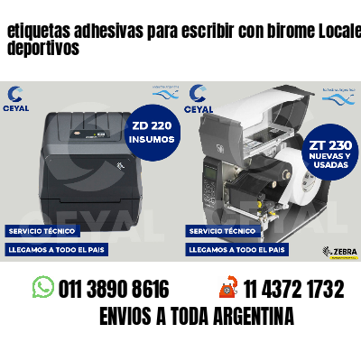 etiquetas adhesivas para escribir con birome Locales deportivos