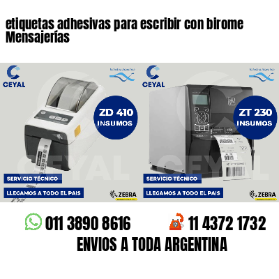 etiquetas adhesivas para escribir con birome Mensajerías