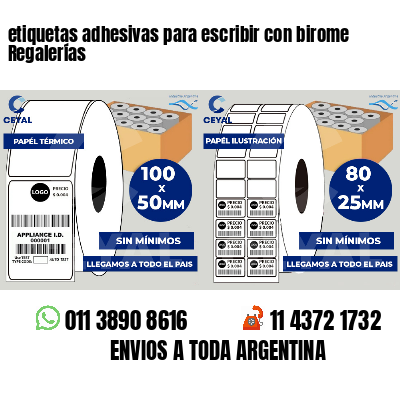 etiquetas adhesivas para escribir con birome Regalerías