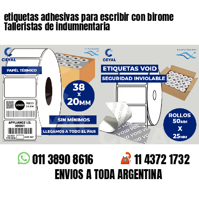 etiquetas adhesivas para escribir con birome Talleristas de indumnentaria