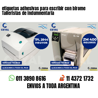 etiquetas adhesivas para escribir con birome Talleristas de indumnentaria