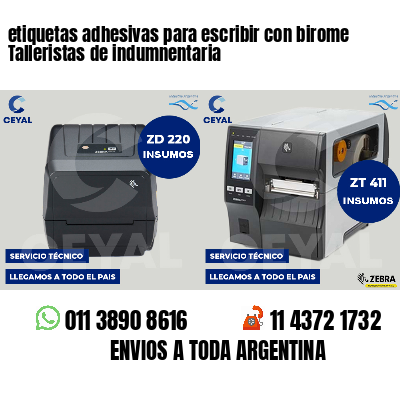 etiquetas adhesivas para escribir con birome Talleristas de indumnentaria