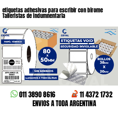 etiquetas adhesivas para escribir con birome Talleristas de indumnentaria