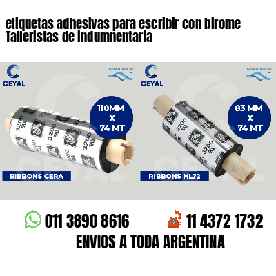 etiquetas adhesivas para escribir con birome Talleristas de indumnentaria