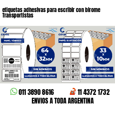 etiquetas adhesivas para escribir con birome Transportistas