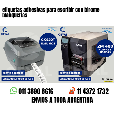 etiquetas adhesivas para escribir con birome blanquerías