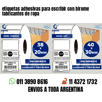 etiquetas adhesivas para escribir con birome fabricantes de ropa
