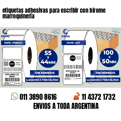 etiquetas adhesivas para escribir con birome marroquinería