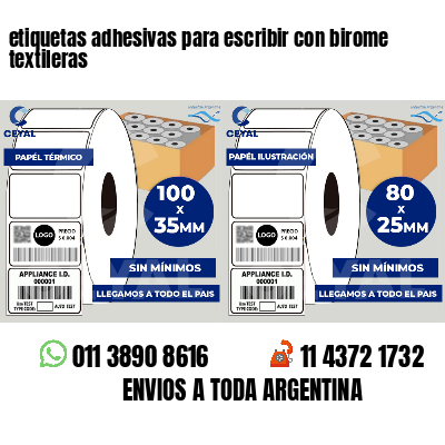 etiquetas adhesivas para escribir con birome textileras