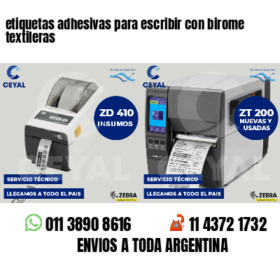 etiquetas adhesivas para escribir con birome textileras