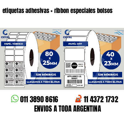 etiquetas adhesivas   ribbon especiales bolsos