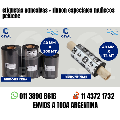 etiquetas adhesivas   ribbon especiales muñecos peluche