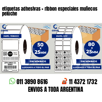 etiquetas adhesivas   ribbon especiales muñecos peluche