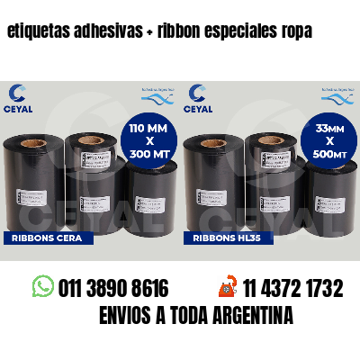 etiquetas adhesivas   ribbon especiales ropa
