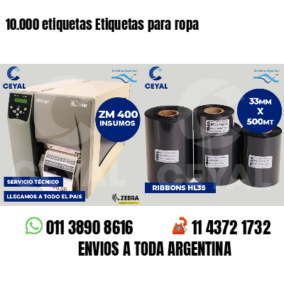 10.000 etiquetas Etiquetas para ropa