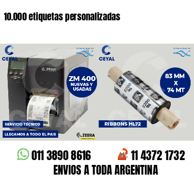10.000 etiquetas personalizadas