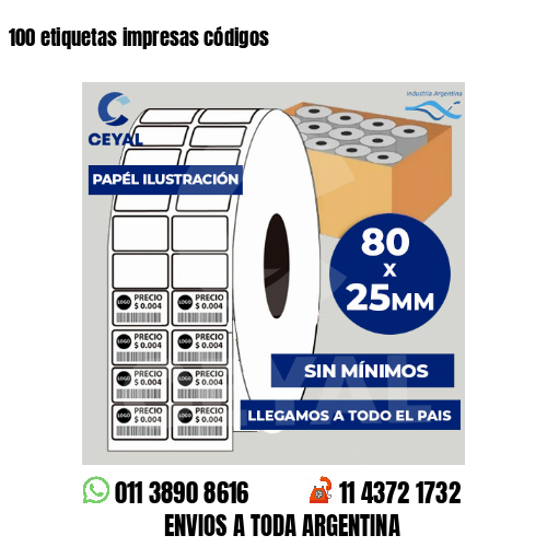 100 etiquetas impresas códigos