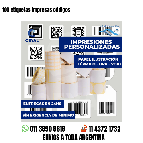 100 etiquetas impresas códigos