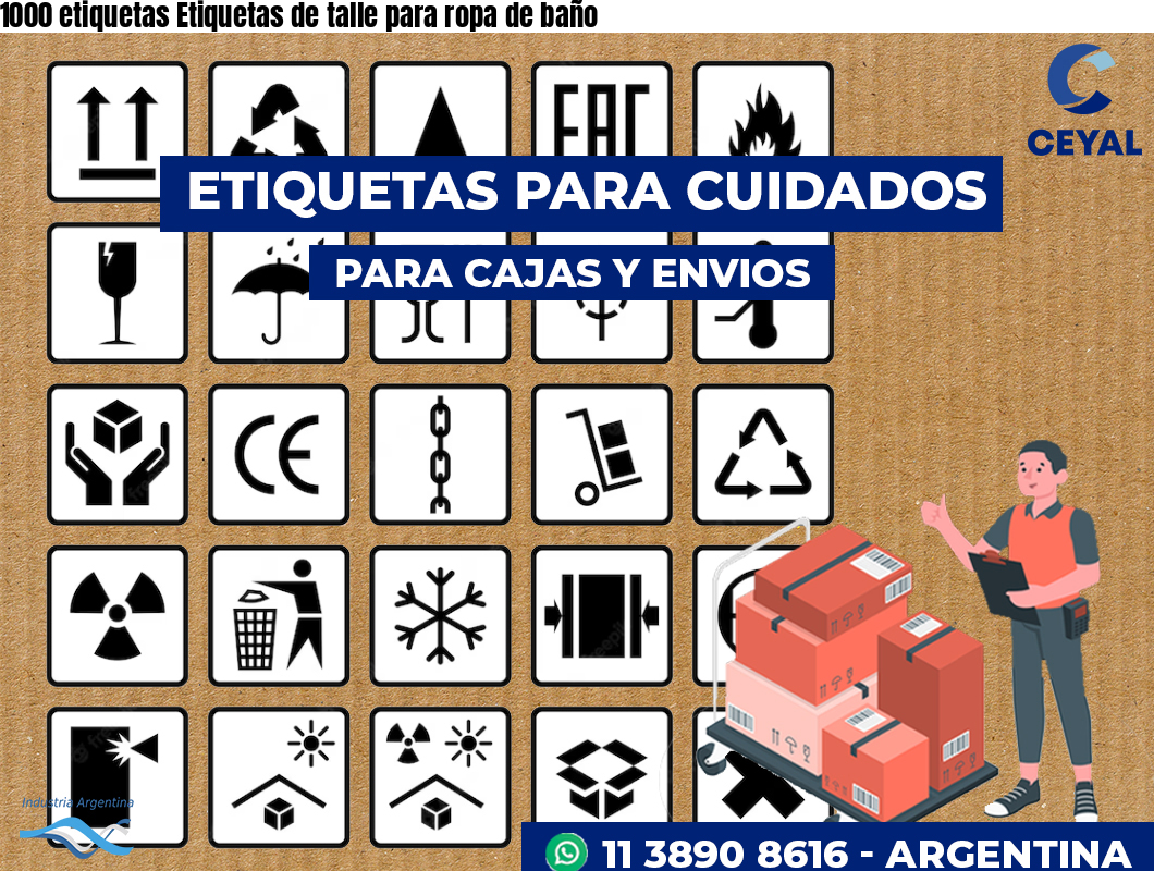 1000 etiquetas Etiquetas de talle para ropa de baño
